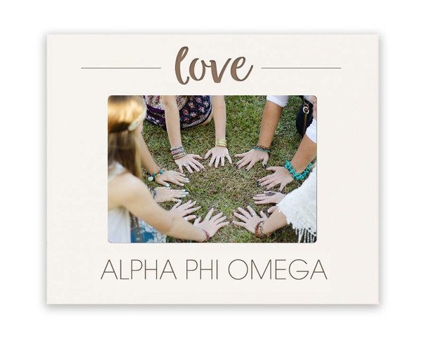 Alpha Phi Omega Love White MDF Wood Picture Frame