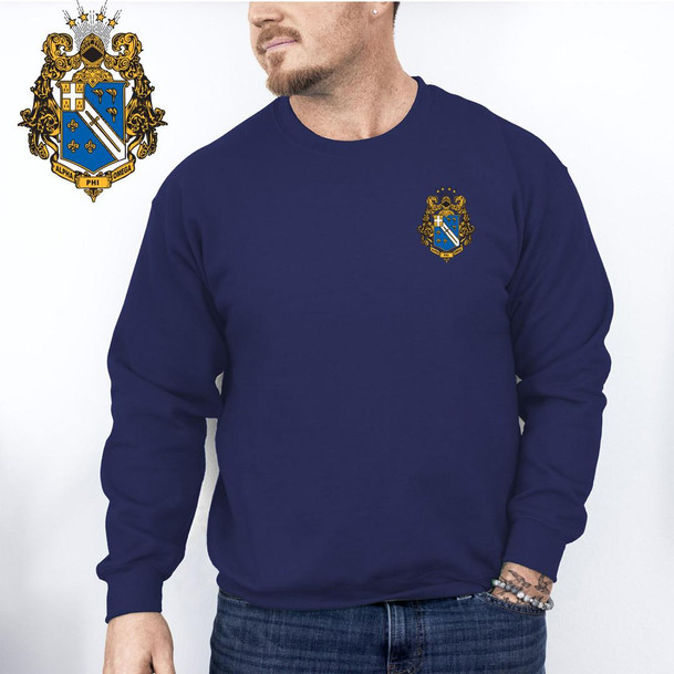  DISCOUNT-Alpha Phi Omega World Famous Crest - Shield Crewneck Sweatshirt - Best Value 