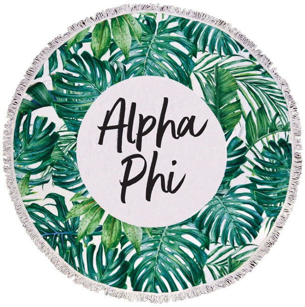 Alpha Phi Palm Leaf Fringe Towel Blanket