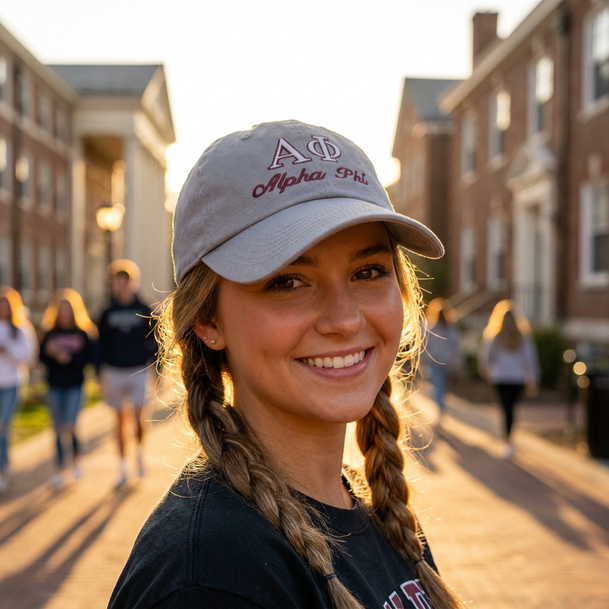 Alpha Phi Script Cap