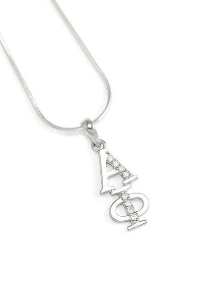 TCS Alpha Phi Sterling Silver Lavaliere set with Lab-Created Diamonds 