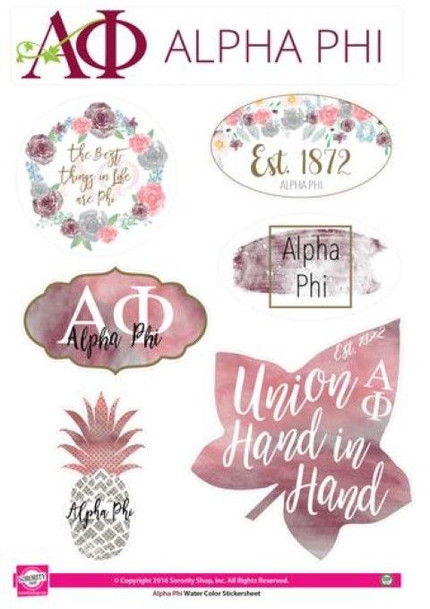 Alpha Phi Water Color Stickers