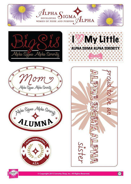 Sorority Shop Alpha Sigma Alpha Family Sticker Sheet 