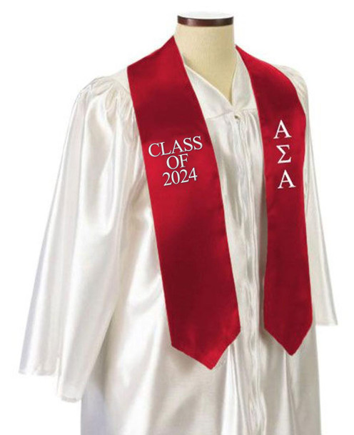  Alpha Sigma Alpha Embroidered Graduation Sash Stole 