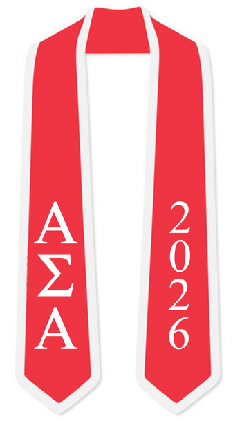 Alpha Sigma Alpha Graduation Sash Stole w/ Year