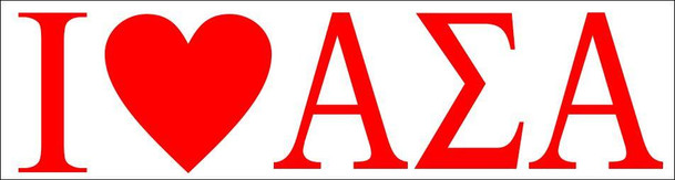  Alpha Sigma Alpha I Love Bumper Sticker 