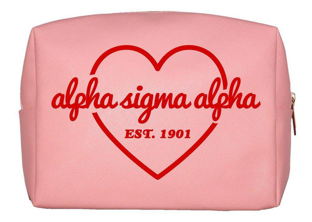 Sorority Shop Alpha Sigma Alpha Pink with Red Heart Makeup Bag 