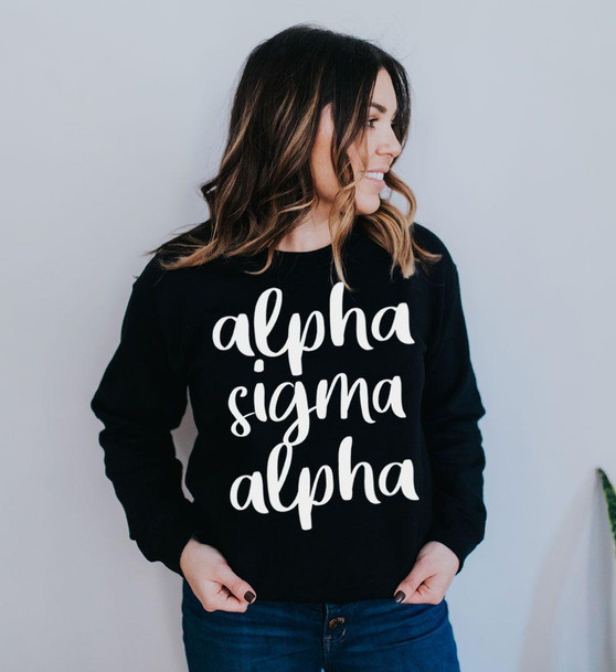  Alpha Sigma Alpha Script Crew Sweatshirt 