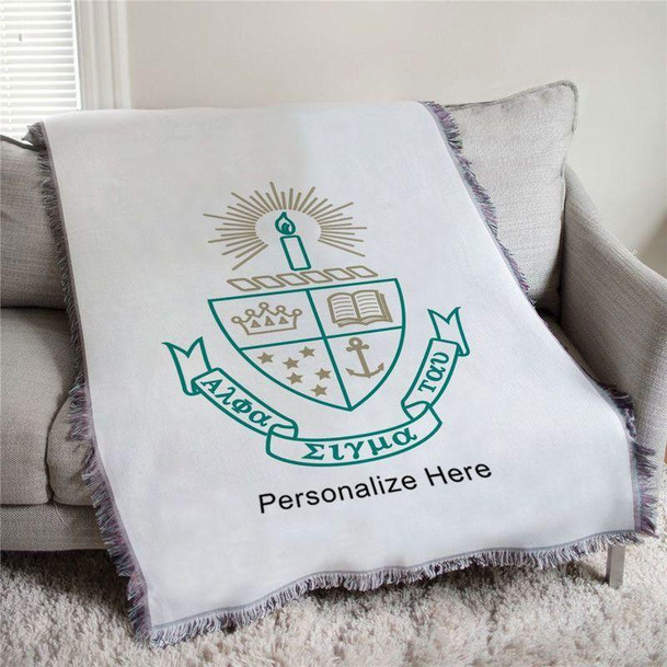  Alpha Sigma Tau Full Color Crest Afghan Blanket Throw 
