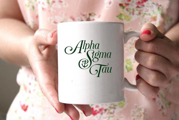 Alpha Sigma Tau White Mascot Coffee Mug - Personalized!
