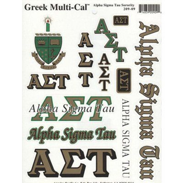 Alpha Sigma Tau Multi Greek Decal Sheet