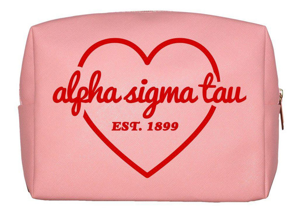 Sorority Shop Alpha Sigma Tau Pink with Red Heart Makeup Bag 