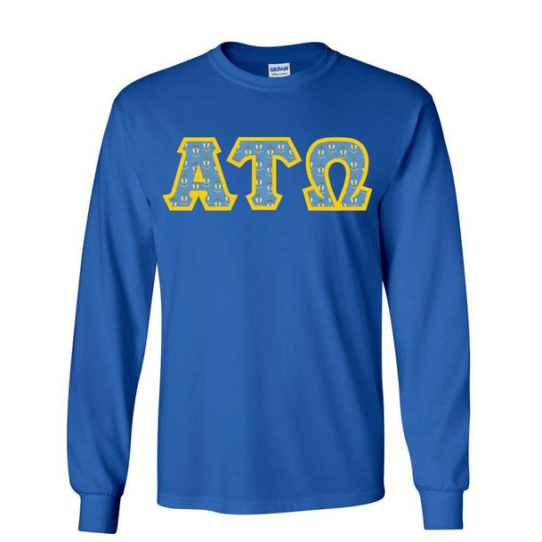  Alpha Tau Omega Fraternity Crest - Shield Twill Letter Longsleeve Tee 