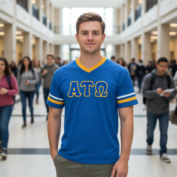DISCOUNT-Alpha Tau Omega Jersey With Greek Applique Letters