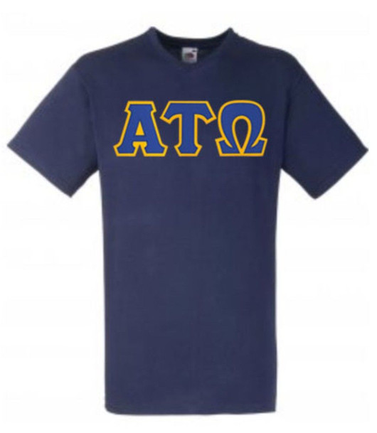 DISCOUNT- Alpha Tau Omega Lettered V-Neck T-Shirt