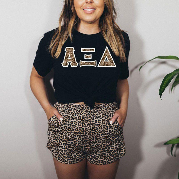  Alpha Xi Delta Cheetah Print Lettered Tee 