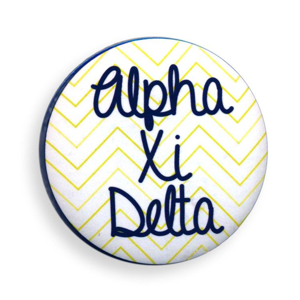 Alpha Xi Delta Chevron Script Button