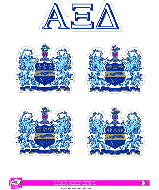 Alpha Xi Delta Crest Sticker Sheet