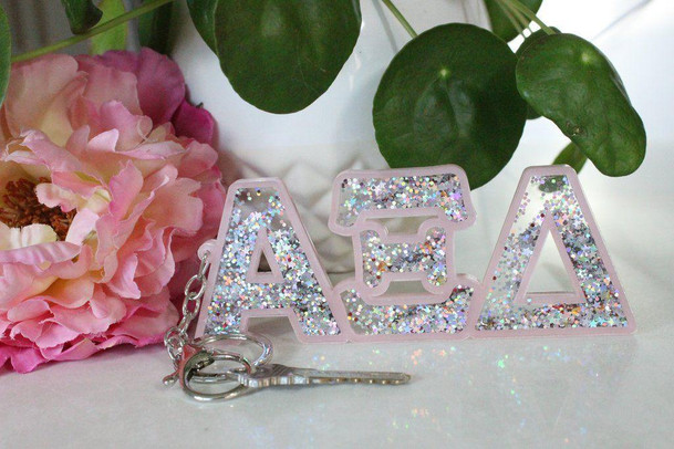 Sorority Shop Alpha Xi Delta Glitter Keychain 