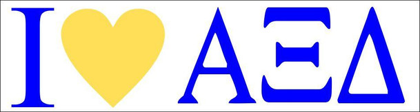  Alpha Xi Delta I Love Bumper Sticker 