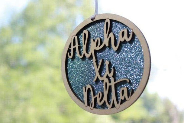 Sorority Shop Alpha Xi Delta Laser Carved Script Ornament - 3" Round 