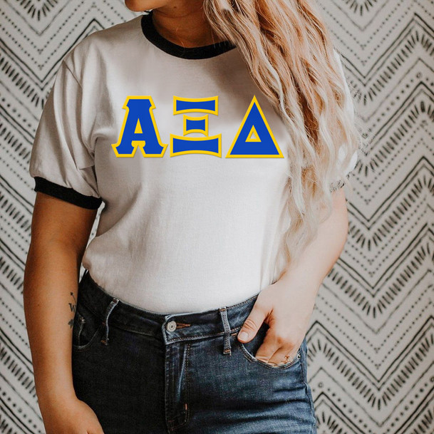 DISCOUNT-Alpha Xi Delta Lettered Ringer Shirt