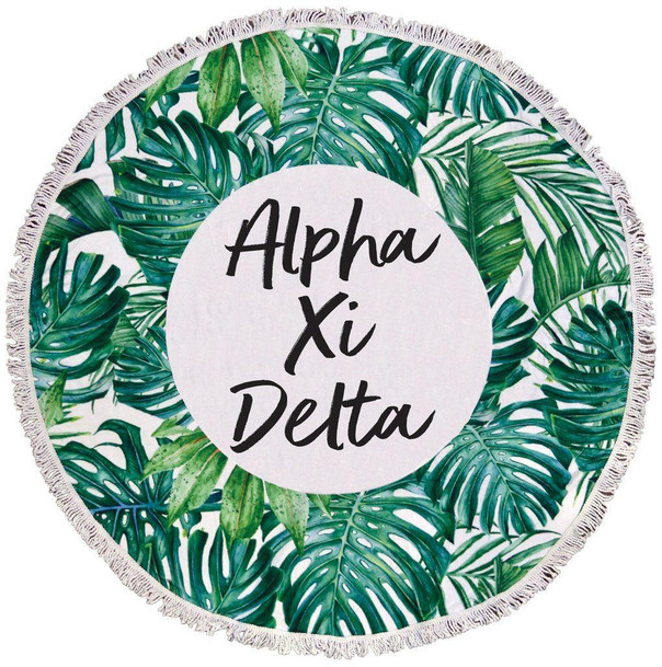 Sorority Shop Alpha Xi Delta Palm Leaf Fringe Towel Blanket 