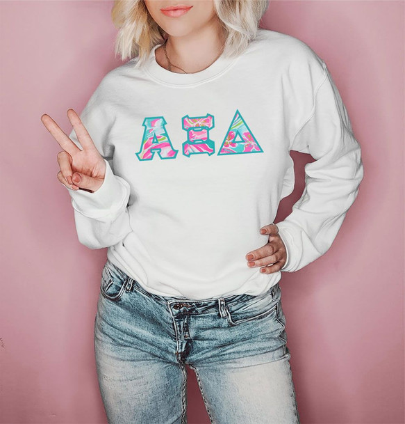 Alpha Xi Delta Pastel Floral Letter Crewneck Sweatshirt