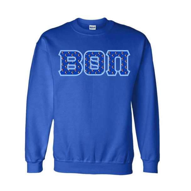 Beta Theta Pi Fraternity Crest - Shield Twill Letter Crewneck Sweatshirt 
