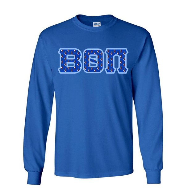  Beta Theta Pi Fraternity Crest - Shield Twill Letter Longsleeve Tee 