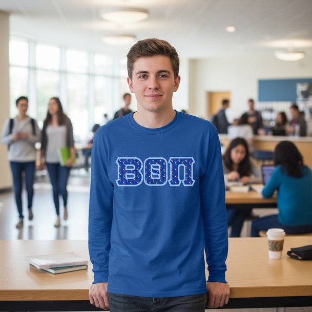 Beta Theta Pi Fraternity Crest - Shield Twill Letter Longsleeve Tee