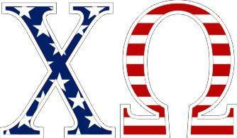  Chi Omega American Flag Greek Letter Sticker - 2.5" Tall 