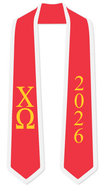 Chi Omega Graduation Sash Stole w/ Year