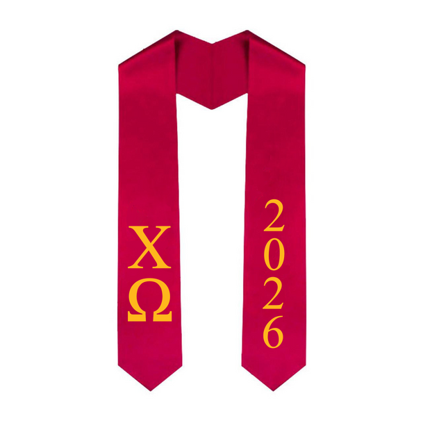 Chi Omega Greek Lettered Graduation Sash Stole With Year - Best Value