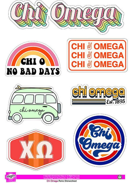 Sorority Shop Chi Omega Retro Sticker Sheet 