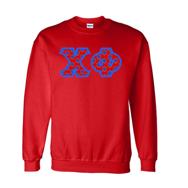  Chi Phi Fraternity Crest - Shield Twill Letter Crewneck Sweatshirt 