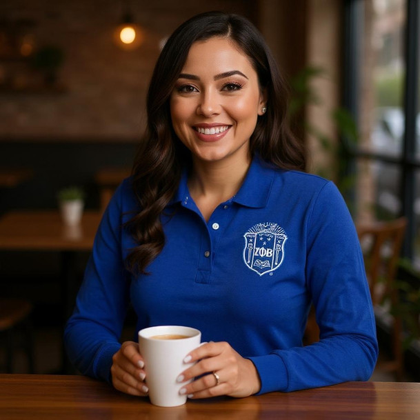 Zeta Phi Beta Crest Long Sleeve Polo