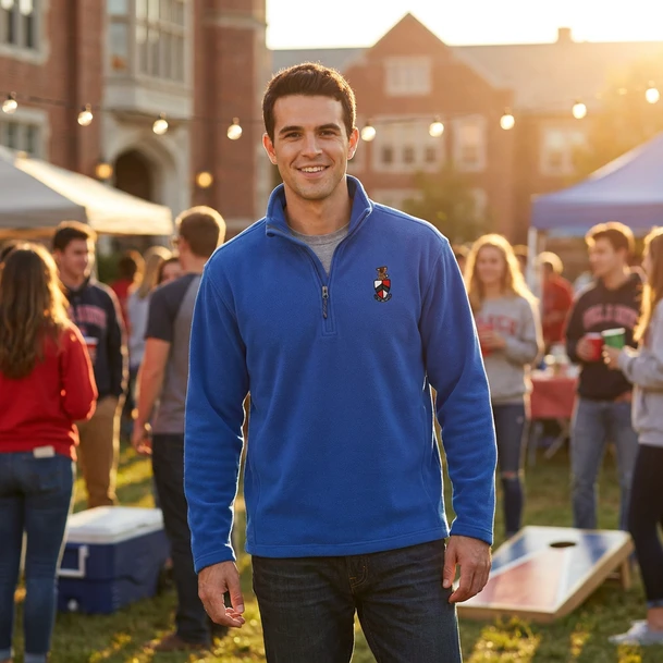 Fraternity & Sorority Crest Quarter Zip Fleece Pullover