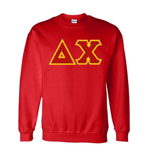 Delta Chi Fraternity Crest - Shield Twill Letter Crewneck Sweatshirt