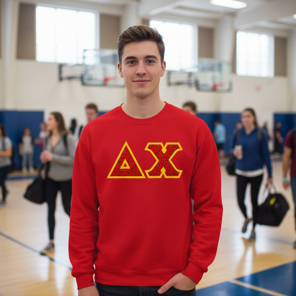 Delta Chi Fraternity Crest - Shield Twill Letter Crewneck Sweatshirt