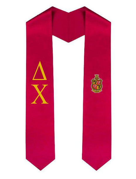  Delta Chi Greek Lettered Graduation Sash Stole With Crest 