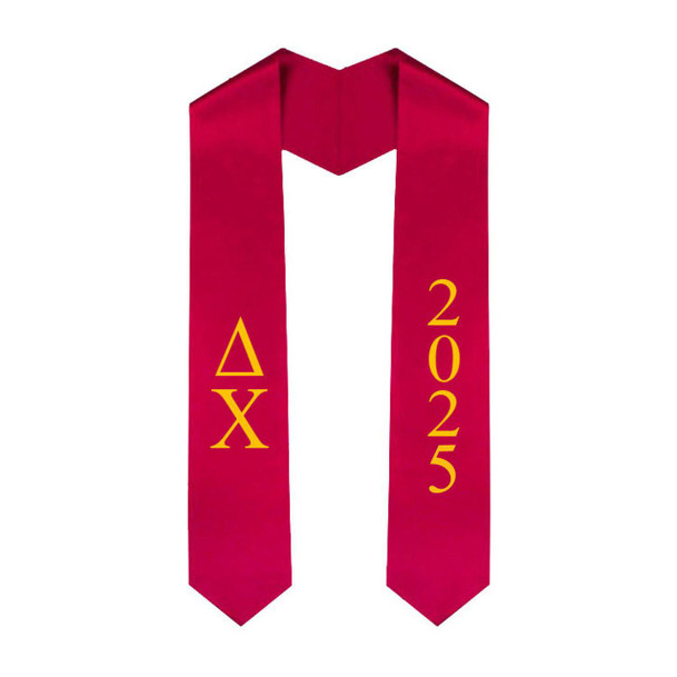  Delta Chi Greek Lettered Graduation Sash Stole With Year - Best Value 