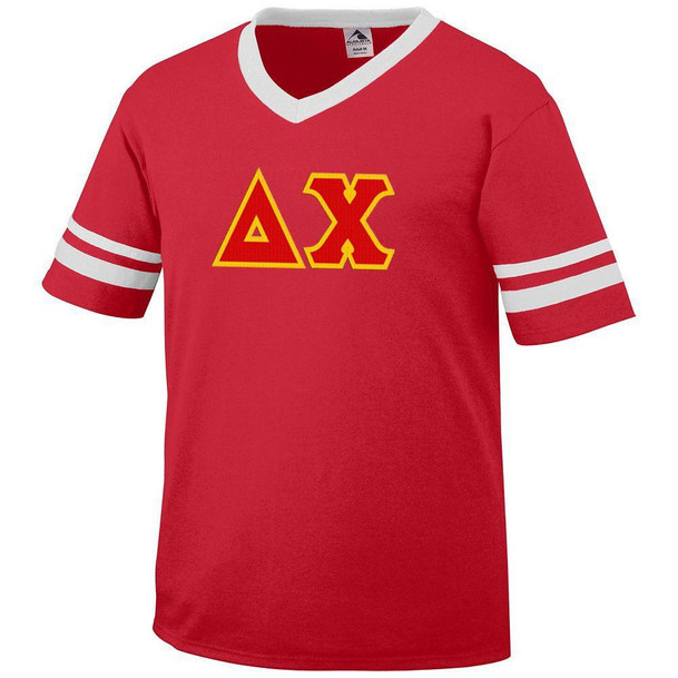  DISCOUNT-Delta Chi Jersey With Greek Applique Letters 
