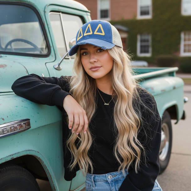 Delta Delta Delta Distressed Trucker Hat