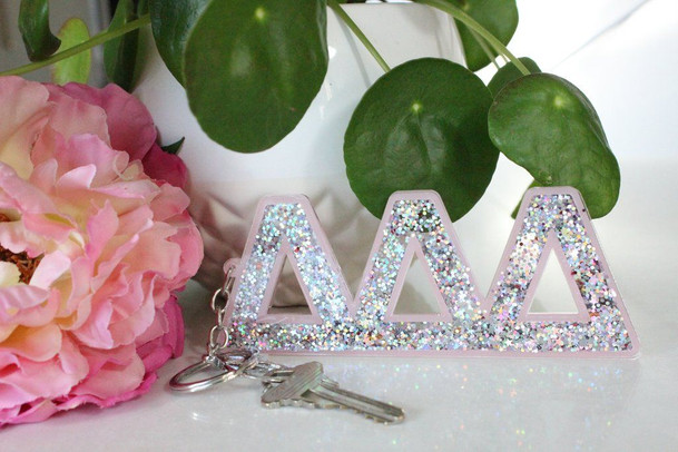 Delta Delta Delta Glitter Keychain