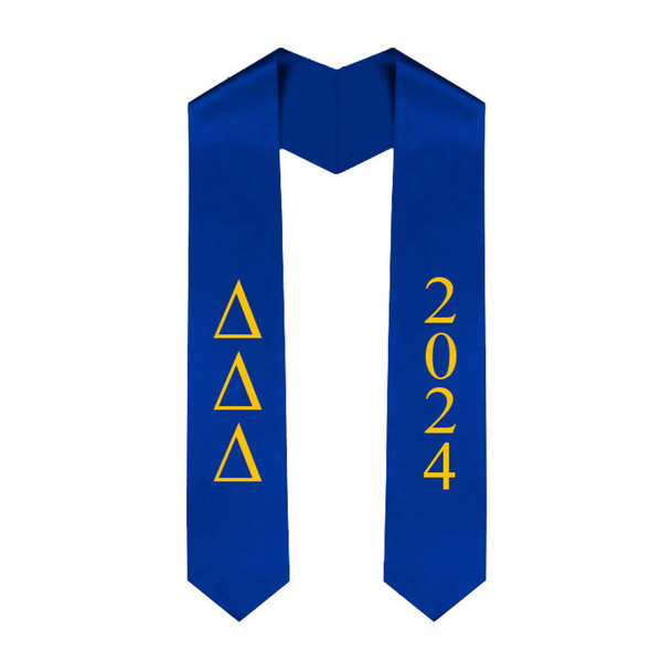 Delta Delta Delta Greek Lettered Graduation Sash Stole With Year - Best Value