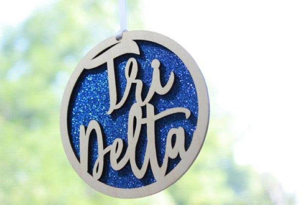 Sorority Shop Delta Delta Delta Laser Carved Script Ornament - 3" Round 
