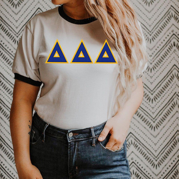  DISCOUNT-Delta Delta Delta Lettered Ringer Shirt 