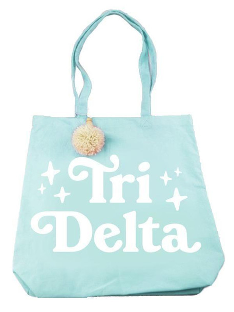 Sorority Shop Delta Delta Delta Retro Pom Pom Tote Bag 