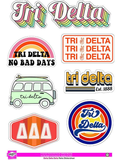Sorority Shop Delta Delta Delta Retro Sticker Sheet 